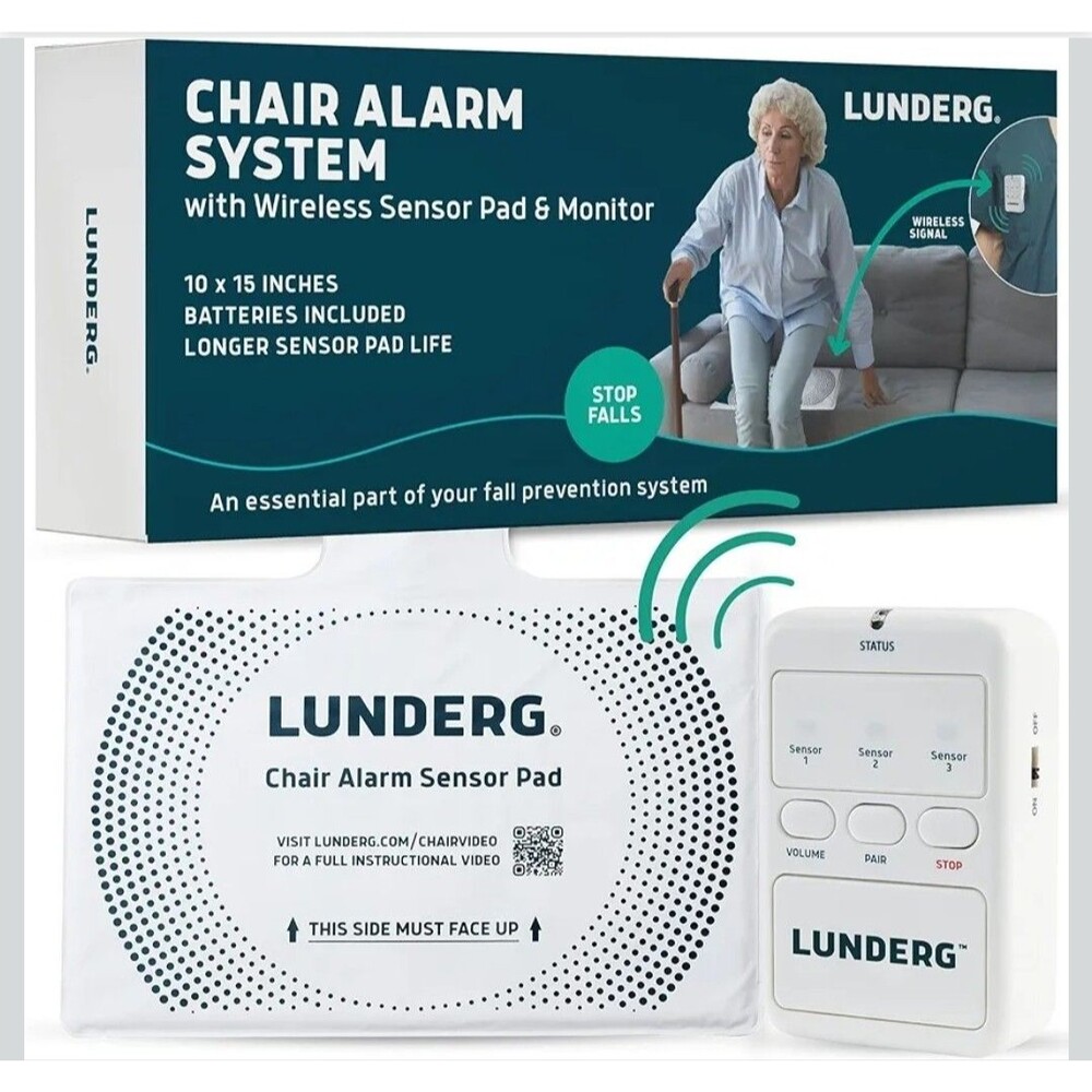 Lunderg Chair Alarm System With Wireless Sensor Pad &  Portable  Pager NEW